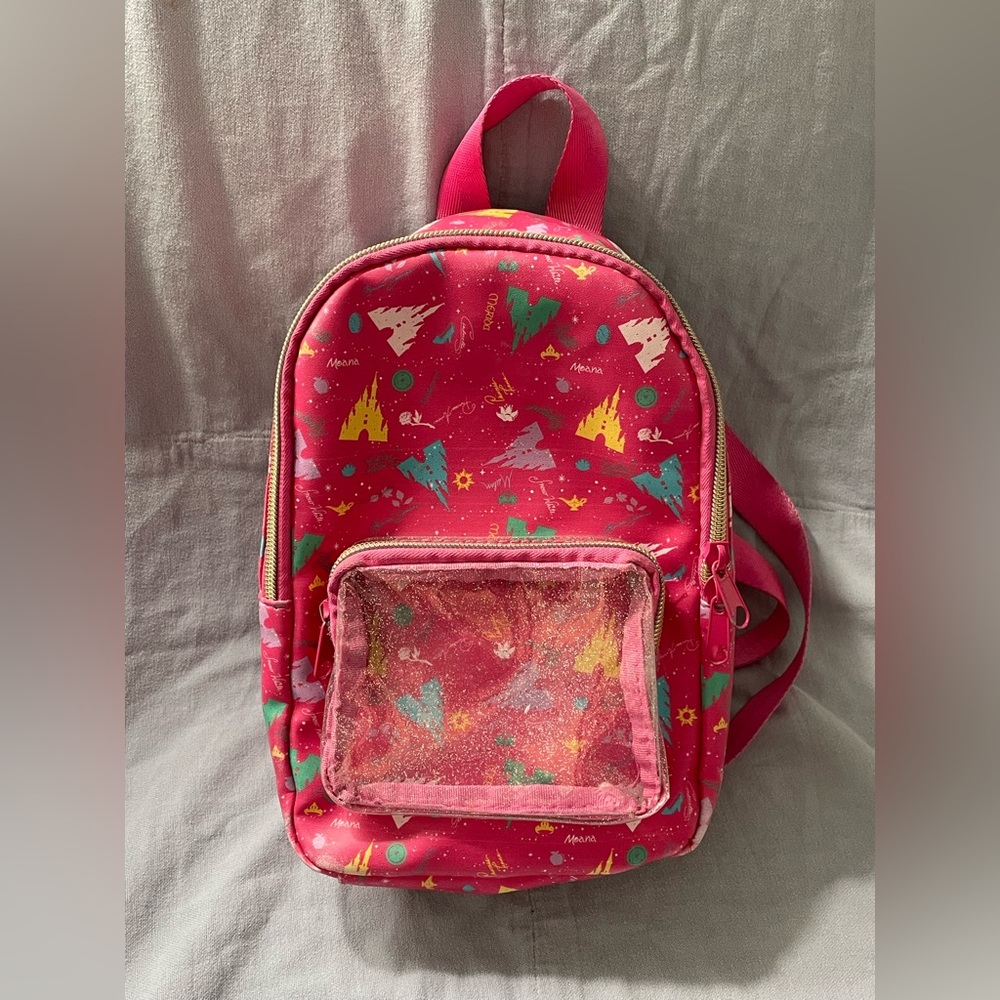 Walt Disney Parks Pink Princess & Castle Mini Backpack Vinyl Faux Leather